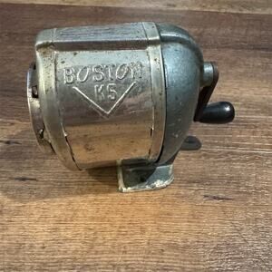 Vintage Boston Manual Hand Crank 8-Hole Pencil Sharpener w/ Canister School